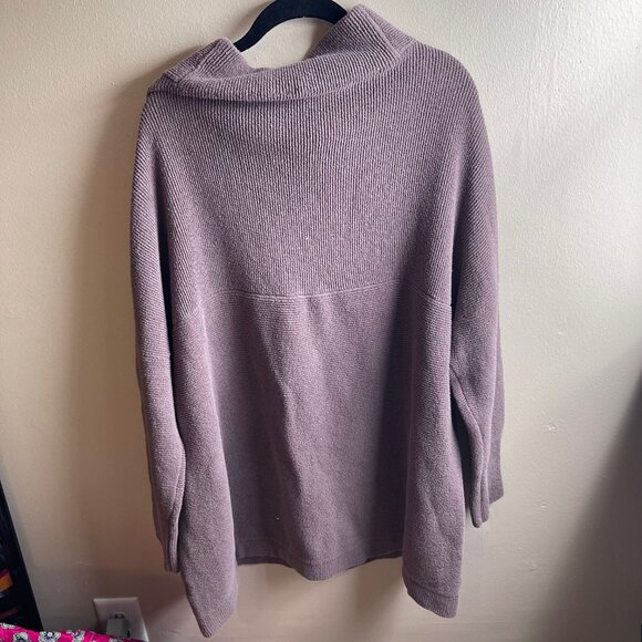 Free People Large Ottoman Slouchy Ribbed Mock Neck Sweater Tunic In Nutmeg X - Picture 6 of 10